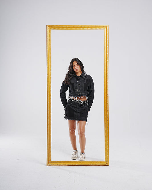 FLARED BLACK MINI SKIRT